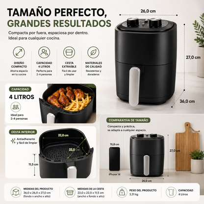 Freidora de Aire 4L – Sin Aceite. Más Sabor. Más Vida.