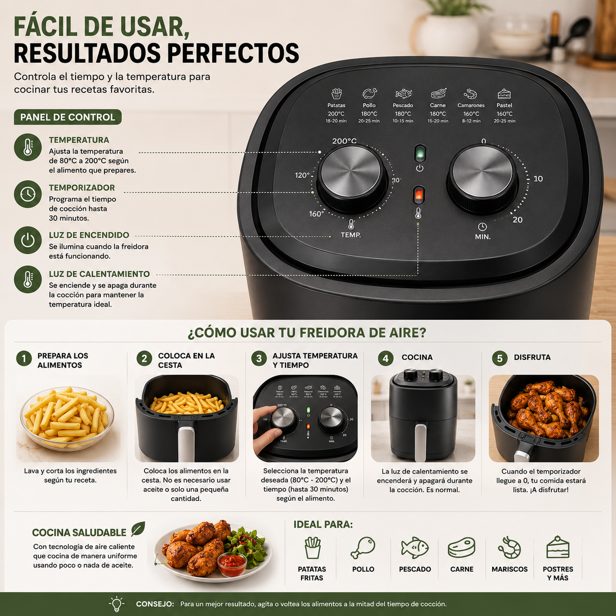 Freidora de Aire 4L – Sin Aceite. Más Sabor. Más Vida.