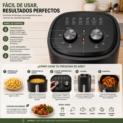 Freidora de Aire 4L – Sin Aceite. Más Sabor. Más Vida.