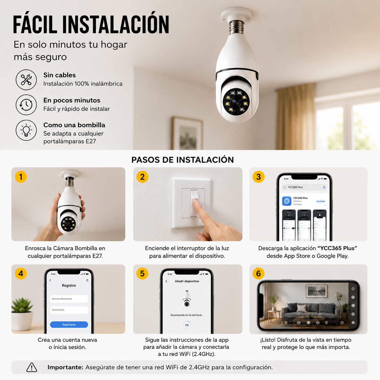 Cámara de Seguridad 360° Wifi