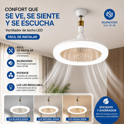 Ventilador Silencioso con Luz - Instalación en Minutos